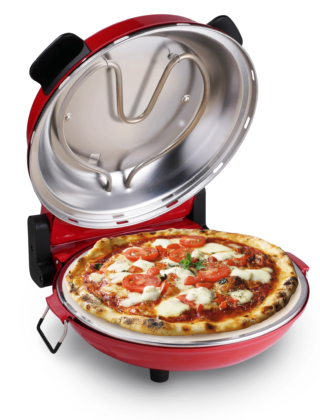 Il forno pizza elettrico a guscio Inn-796 R di Innoliving è perfetto per cuocere una pizza di circa 31 cm di diametro in soli 5 minuti. Dotato di termostato con 5 livelli di cottura e di segnale acustico, cuoce in modo uniforme e trattiene il calore grazie alla pietra refrattaria posta sulla base. Arriva a 350 °C di temperatura e ha una potenza di 1200 Watt. Misura L 38,5 x P 33 x H 19 cm. Prezzo 149,90 euro. http://www.innoliving.it