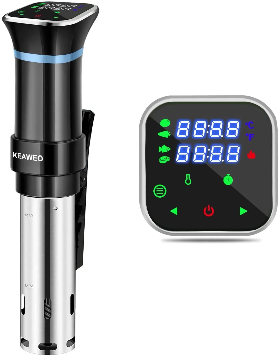 Il roner Soud Vide Cooker di Keaweo garantisce un intervallo di temperatura dai 25 °C ai 95 °C  e un sistema di circolazione dell'acqua a 360° per ricette ad alta precisione. Dotato di timer digitale e display LCD touch, è realizzato in acciaio inossidabile ed è molto silenzioso. Questo strumento è in grado di avvisare quando la temperatura raggiunge il set point e avvisare se si è fermato per garantire gli standard di qualità e sicurezza. Ha già pre-impostate e caricate le temperature standard per la cottura di carne, frutti di mare, verdure e uova - che naturalmente possono essere variate in base alla ricetta scelta. Si adatta a qualsiasi pentola ed è adatto per tutti gli alimenti. Le parti che entrano in contatto con l'acqua non contengono plastica e sono realizzate in acciaio inox SUS304 privo di sostanze nocive. Il corpo è opaco per evitare condense di vapore. Potenza 1100 Watt, riscalda il cibo il 20% più velocemente di altri roner della stessa categoria. Dotato di morsetto regolabile per fissare l'apparecchio al lato del contenitore/pentola per la cottura. Prezzo circa 80 euro (su Amazon). www.keaweo.com Il roner Soud Vide Cooker di Keaweo garantisce un intervallo di temperatura dai 25 °C ai 95 °C  e un sistema di circolazione dell'acqua a 360° per ricette ad alta precisione. Dotato di timer digitale e display LCD touch, è realizzato in acciaio inossidabile ed è molto silenzioso. Questo strumento è in grado di avvisare quando la temperatura raggiunge il set point e avvisare se si è fermato per garantire gli standard di qualità e sicurezza. Ha già pre-impostate e caricate le temperature standard per la cottura di carne, frutti di mare, verdure e uova - che naturalmente possono essere variate in base alla ricetta scelta. Si adatta a qualsiasi pentola ed è adatto per tutti gli alimenti. Le parti che entrano in contatto con l'acqua non contengono plastica e sono realizzate in acciaio inox SUS304 privo di sostanze nocive. Il corpo è opaco per evitare condense di vapore. Potenza 1100 Watt, riscalda il cibo il 20% più velocemente di altri roner della stessa categoria. Dotato di morsetto regolabile per fissare l'apparecchio al lato del contenitore/pentola per la cottura. Prezzo circa 80 euro (su Amazon). www.keaweo.com