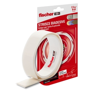 Le Strisce Biadesive pretagliate di Fischer sono una soluzione veloce e già pronta all'uso per tutte le piccole applicazioni. Resistenti fino a 2,5kg per striscia di nastro. Attaccano su liscio e ruvido e sono adatta ad interni e ad esterni. Non temono l'umidità. Sono già pre-tagliate. Garantiscono lunga durata ed elevata caricabilità. Sono ideali per montare cornici, targhe e poster, fermaporta e appendini, decorazioni e striscioni su piastrelle, materiali solidi in genere, lisci e privi di sbavature o rientranze, metalli, vetro, cristallo e plastiche trasparenti. Per un risultato migliore è bene sempre rimuovere residui di vernice, intonaco e carta da parati dalle superfici prima di applicare il nastro. La superficie dev'essere pulita, sgrassata e asciutta prima dell'applicazione. Le strisce non sono utilizzabili su pellicole viniliche, PE, PP, PTFE. Prezzo circa 8,30 euro (per la confezione da 19 pezzi L 2,2 x P 3,6 cm). www.fischer.it Le Strisce Biadesive pretagliate di Fischer sono una soluzione veloce e già pronta all'uso per tutte le piccole applicazioni. Resistenti fino a 2,5kg per striscia di nastro. Attaccano su liscio e ruvido e sono adatta ad interni e ad esterni. Non temono l'umidità. Sono già pre-tagliate. Garantiscono lunga durata ed elevata caricabilità. Sono ideali per montare cornici, targhe e poster, fermaporta e appendini, decorazioni e striscioni su piastrelle, materiali solidi in genere, lisci e privi di sbavature o rientranze, metalli, vetro, cristallo e plastiche trasparenti. Per un risultato migliore è bene sempre rimuovere residui di vernice, intonaco e carta da parati dalle superfici prima di applicare il nastro. La superficie dev'essere pulita, sgrassata e asciutta prima dell'applicazione. Le strisce non sono utilizzabili su pellicole viniliche, PE, PP, PTFE. Prezzo circa 8,30 euro (per la confezione da 19 pezzi L 2,2 x P 3,6 cm). www.fischer.it