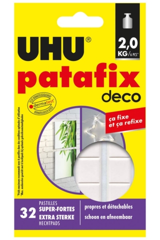 I Patafix Deco di UHU sono innovativi gommini adesivi rimovibili e riutilizzabili per fissare in maniera rapida piccoli oggetti su superfici senza l’utilizzo di colla, puntine, chiodi e nastri adesivi. Sono la soluzione ideale per fissaggi temporanei, veloci e puliti di piccoli oggetti (quali poster, cartoline, foto, memo, decorazioni) su varie superfici come pareti, porte o mobili. Sono dermatologicamente testati e disponibili in tre varianti: i classici gommini adesivi bianchi, quelli trasparenti per fissaggi su specchi o superfici trasparenti e i Deco per fissaggi di oggetti fino a un peso massimo di 3 kg (in condizioni ottimali di applicazione). Il gommino modellabile riempie gli spazi vuoti e pertanto si adatta perfettamente alle superfici irregolari. Una volta rimossi, sono riutilizzabili. Prezzo circa 6 euro. www.uhu.it I Patafix Deco di UHU sono innovativi gommini adesivi rimovibili e riutilizzabili per fissare in maniera rapida piccoli oggetti su superfici senza l’utilizzo di colla, puntine, chiodi e nastri adesivi. Sono la soluzione ideale per fissaggi temporanei, veloci e puliti di piccoli oggetti (quali poster, cartoline, foto, memo, decorazioni) su varie superfici come pareti, porte o mobili. Sono dermatologicamente testati e disponibili in tre varianti: i classici gommini adesivi bianchi, quelli trasparenti per fissaggi su specchi o superfici trasparenti e i Deco per fissaggi di oggetti fino a un peso massimo di 3 kg (in condizioni ottimali di applicazione). Il gommino modellabile riempie gli spazi vuoti e pertanto si adatta perfettamente alle superfici irregolari. Una volta rimossi, sono riutilizzabili. Prezzo circa 6 euro. www.uhu.it