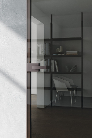 CRYSTAL FILOMURO, battente, Minima, Profilo Brown, Vetro Stop-Sol, Maniglia Basco CRYSTAL FILOMURO, battente, Minima, Profilo Brown, Vetro Stop-Sol, Maniglia Basco