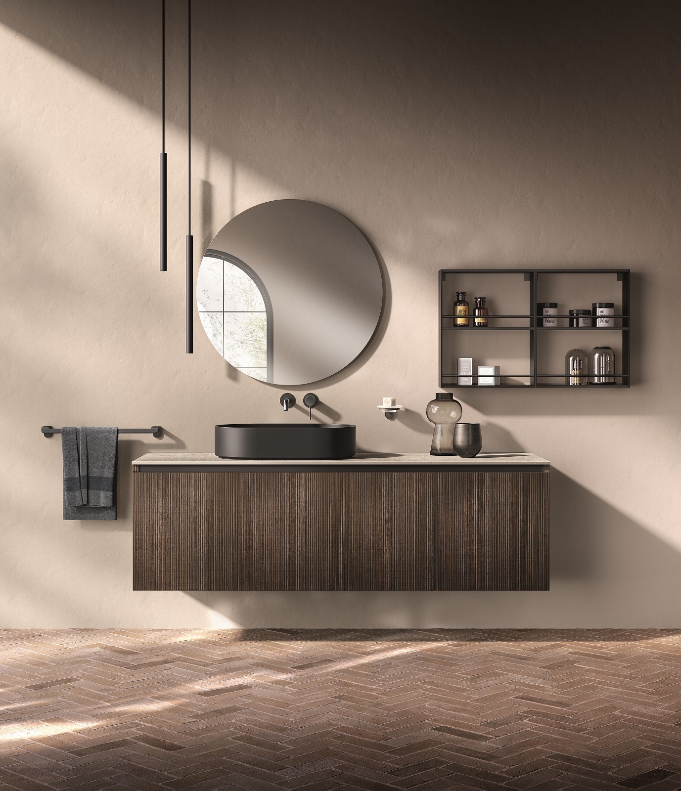 Fa parte dell’arredo bagno Miko di Scavolini, design Vuesse l’elemento setup in finitura antracite per contenere i prodotti per la toletta. Prezzo su richiesta. www.scavolini.com Fa parte dell’arredo bagno Miko di Scavolini, design Vuesse l’elemento setup in finitura antracite per contenere i prodotti per la toletta. Prezzo su richiesta. www.scavolini.com