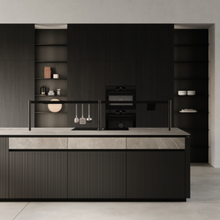 Ponte elettrificato per attrezzare il piano di lavoro, collezione Tuttotondo