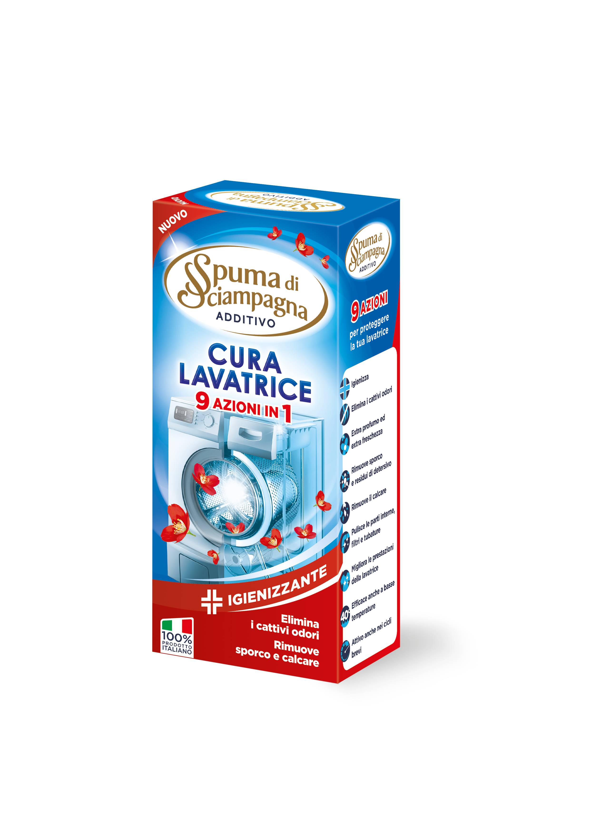 Grazie alle sue 9 azioni in 1, per igienizzare e proteggere la lavatrice, il Cura Lavatrice Spuma di Sciampagna garantisce la rimozione del calcare, dei residui di detersivo e dello sporco anche con i cicli brevi, pulendo a fondo parti interne, filtri e tubature. Da 250 ml, prezzo 3,79 euro. www.spumadisciampagna.it Grazie alle sue 9 azioni in 1, per igienizzare e proteggere la lavatrice, il Cura Lavatrice Spuma di Sciampagna garantisce la rimozione del calcare, dei residui di detersivo e dello sporco anche con i cicli brevi, pulendo a fondo parti interne, filtri e tubature. Da 250 ml, prezzo 3,79 euro. www.spumadisciampagna.it