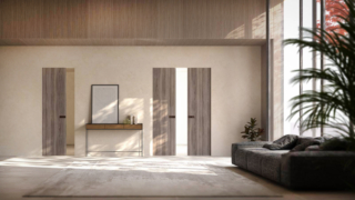 Absolute Evo scorrevole filo muro, anta singola e doppia.