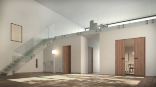 Linea Absolute Ermetika con porte scorrevoli e battenti filo muro