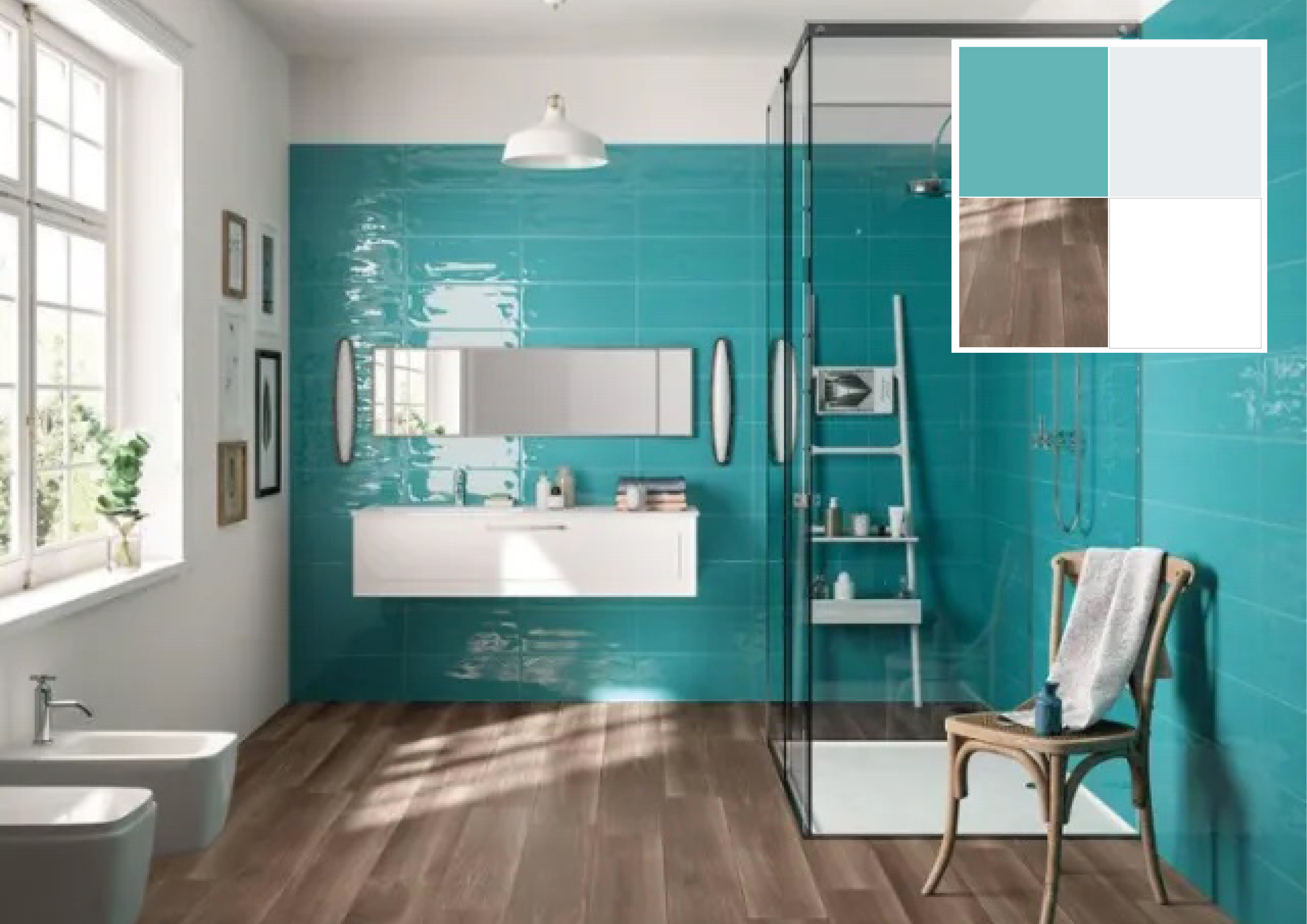 Piastrelle rettangolari da 20x50 cm Lagoon Teal Lucido Verde Petrolio. Codice 16334 prezzo al mq 19,99 euro; 31,98 euro a scatola. Per i prezzi aggiornati e promozioni, controllare sul sito di Iperceramica