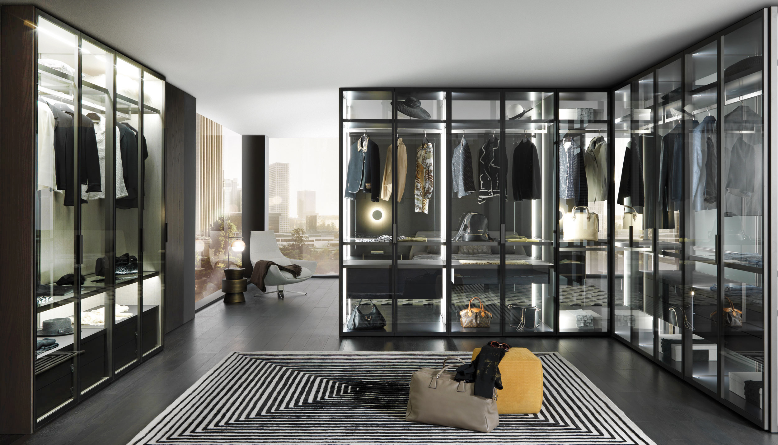 Stile lineare per Palo Alto I-Box di MisuraEmme la composizione ad angolo funzionale e raffinata; le ante a battente hanno il telaio in metallo verniciato e il vetro trasparente disponibile in tre varianti di colore: Extrachiaro, Fumé o Bronzo. Misura L 275 x P 58,6 x H 274,2 cm. Prezzo su richiesta. www.misuraemme.it Stile lineare per Palo Alto I-Box di MisuraEmme la composizione ad angolo funzionale e raffinata; le ante a battente hanno il telaio in metallo verniciato e il vetro trasparente disponibile in tre varianti di colore: Extrachiaro, Fumé o Bronzo. Misura L 275 x P 58,6 x H 274,2 cm. Prezzo su richiesta. www.misuraemme.it