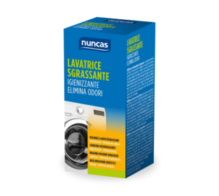 Da utilizzare con apparecchio vuoto, Lavatrice Sgrassante di Nuncas con un ciclo a 60°, elimina a fondo residui all’interno di tubature, filtri e tutti i meccanismi ed igienizza per impedire la ricrescita dei batteri che sono la principale causa dei cattivi odori. I depositi accumulati si sciolgono anche nei punti più difficili da raggiungere senza intaccare guarnizioni in gomma, finiture metalliche e cestello. Da 250 gr, prezzo 9,60 euro. www.nuncas.it Da utilizzare con apparecchio vuoto, Lavatrice Sgrassante di Nuncas con un ciclo a 60°, elimina a fondo residui all’interno di tubature, filtri e tutti i meccanismi ed igienizza per impedire la ricrescita dei batteri che sono la principale causa dei cattivi odori. I depositi accumulati si sciolgono anche nei punti più difficili da raggiungere senza intaccare guarnizioni in gomma, finiture metalliche e cestello. Da 250 gr, prezzo 9,60 euro. www.nuncas.it