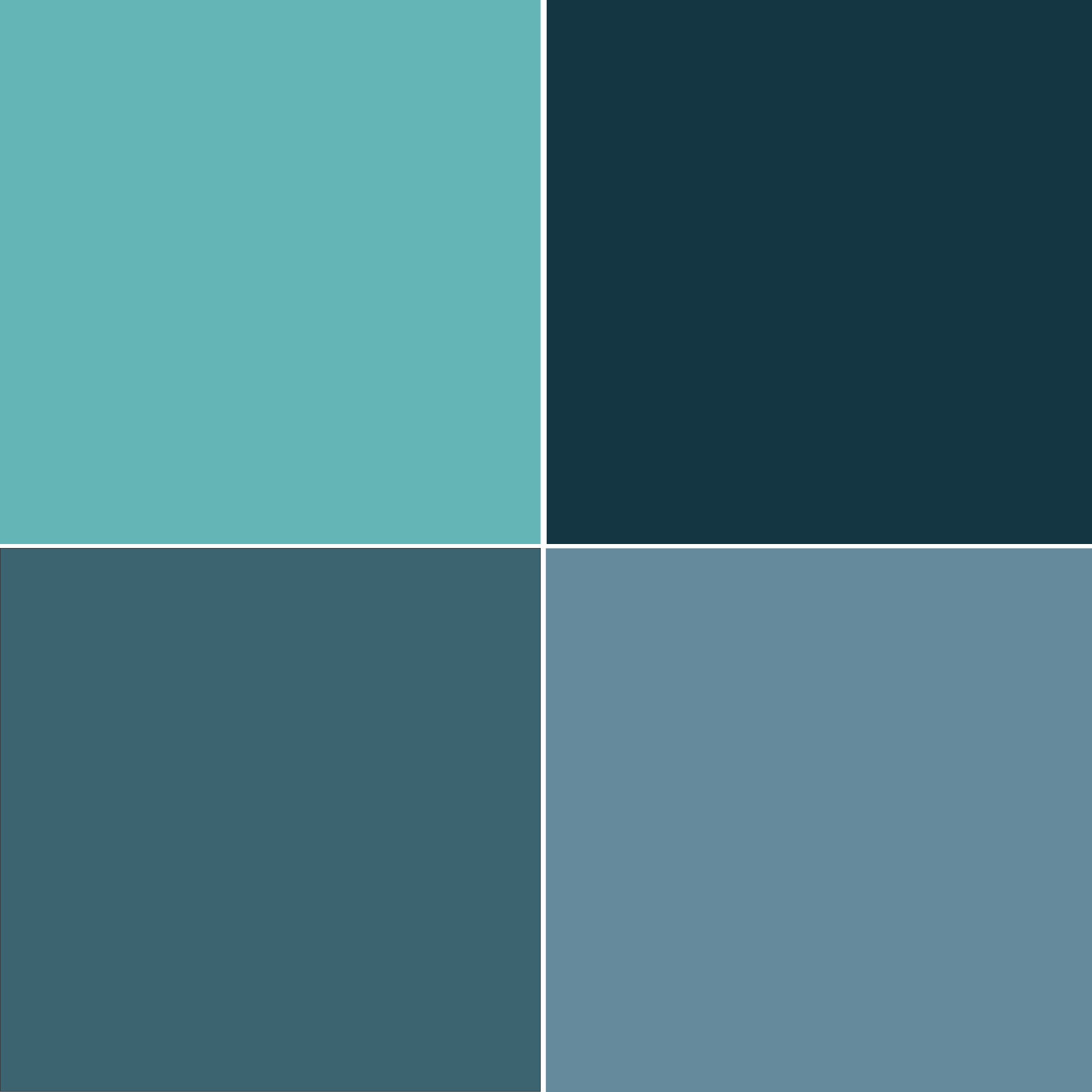 Abbinamento color Tiffany con ottanio, blu scuro, azzurro/grigo polvere