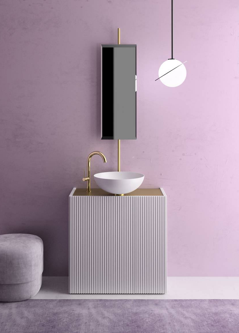 Fa parte della collezione Milanobath il mobile contenitivo Virtus di Glass Design, freestanding con anta, ripiani e specchio integrato è realizzato con top in ottone e predisposizione per rubinetteria e struttura in bamboo, si può abbinare a tutti i lavabi della collezione Percorsi Privilegiati Dell’Acqua creando infinite soluzioni sia di stile che di finitura. Misura L 75 x P 36 x H 75 ed il prezzo è 5.980 euro + Iva, www.glassdesign.it Fa parte della collezione Milanobath il mobile contenitivo Virtus di Glass Design, freestanding con anta, ripiani e specchio integrato è realizzato con top in ottone e predisposizione per rubinetteria e struttura in bamboo, si può abbinare a tutti i lavabi della collezione Percorsi Privilegiati Dell’Acqua creando infinite soluzioni sia di stile che di finitura. Misura L 75 x P 36 x H 75 ed il prezzo è 5.980 euro + Iva, www.glassdesign.it