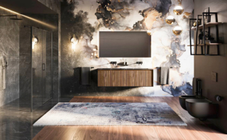 Nella collezione Divo di Inda il legno intagliato è protagonista dei frontali lavorati in noce e rovere di questo mobile lavabo da abbinare con le strutture proposte in una vasta gamma di finiture. Nella composizione in foto il mobile DIVO in legno con cassettone e cassetto interno con girocassa in agadez, frontali in legno scuro Milano e telaio nero opaco abbinato al lavabo integrato in agadez con doppia vasca Raffaello. Misura il mobile L 160 x P 48 x H 48 cm ed il prezzo è 5.039 euro ed il lavabo L 161 x P 52 ed il prezzo è 5.490 euro, www.inda.net Nella collezione Divo di Inda il legno intagliato è protagonista dei frontali lavorati in noce e rovere di questo mobile lavabo da abbinare con le strutture proposte in una vasta gamma di finiture. Nella composizione in foto il mobile DIVO in legno con cassettone e cassetto interno con girocassa in agadez, frontali in legno scuro Milano e telaio nero opaco abbinato al lavabo integrato in agadez con doppia vasca Raffaello. Misura il mobile L 160 x P 48 x H 48 cm ed il prezzo è 5.039 euro ed il lavabo L 161 x P 52 ed il prezzo è 5.490 euro, www.inda.net