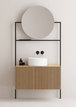 Disegnata da Studio Adolini per Scarabeo Ceramiche la nuova collezione Picture si caratterizza per i telai estetici in metallo che accolgono elementi contenitivi e accessori che si possono combinare creando un mobile bagno su misura. Nella versione in foto è con telaio in metallo che appoggia a terra e alloggia specchio e mensola al suo interno, il mobile contenitore è nella finitura Premium Cannettato Rovere Chiaro ed è disponibile nelle misure L 60/90/120 ed il prezzo è su richiesta, www.scarabeosrl.com Disegnata da Studio Adolini per Scarabeo Ceramiche la nuova collezione Picture si caratterizza per i telai estetici in metallo che accolgono elementi contenitivi e accessori che si possono combinare creando un mobile bagno su misura. Nella versione in foto è con telaio in metallo che appoggia a terra e alloggia specchio e mensola al suo interno, il mobile contenitore è nella finitura Premium Cannettato Rovere Chiaro ed è disponibile nelle misure L 60/90/120 ed il prezzo è su richiesta, www.scarabeosrl.com