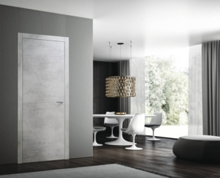 Materik 111 M, battente, finitura cemento, Telaio TKT, maniglia Tiempo Materik 111 M, battente, finitura cemento, Telaio TKT, maniglia Tiempo