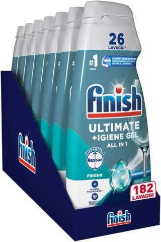 Finish Quantum + Igiene, Detersivo Lavastoviglie Raccomandato da Napisan, Gel Lavastoviglie, 182 Lavaggi, 7 confezioni da 26 Lavaggi di Liquido Lavastoviglie Finish Quantum + Igiene, Detersivo Lavastoviglie Raccomandato da Napisan, Gel Lavastoviglie, 182 Lavaggi, 7 confezioni da 26 Lavaggi di Liquido Lavastoviglie