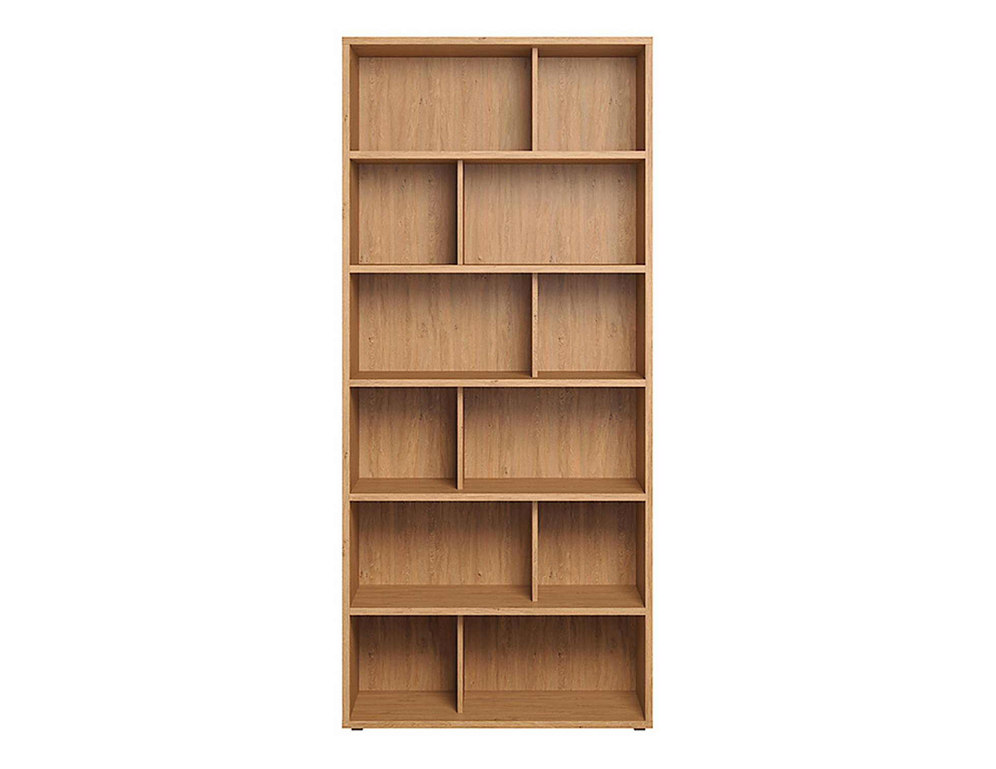 Con 12 scomparti di grandezze diverse, la libreria Epure di Miliboo (449,99 euro) è pratica per riporre oggetti e volumi. In finitura rovere, misura L 92 x P 40 x H 206 cm. www.miliboo.it