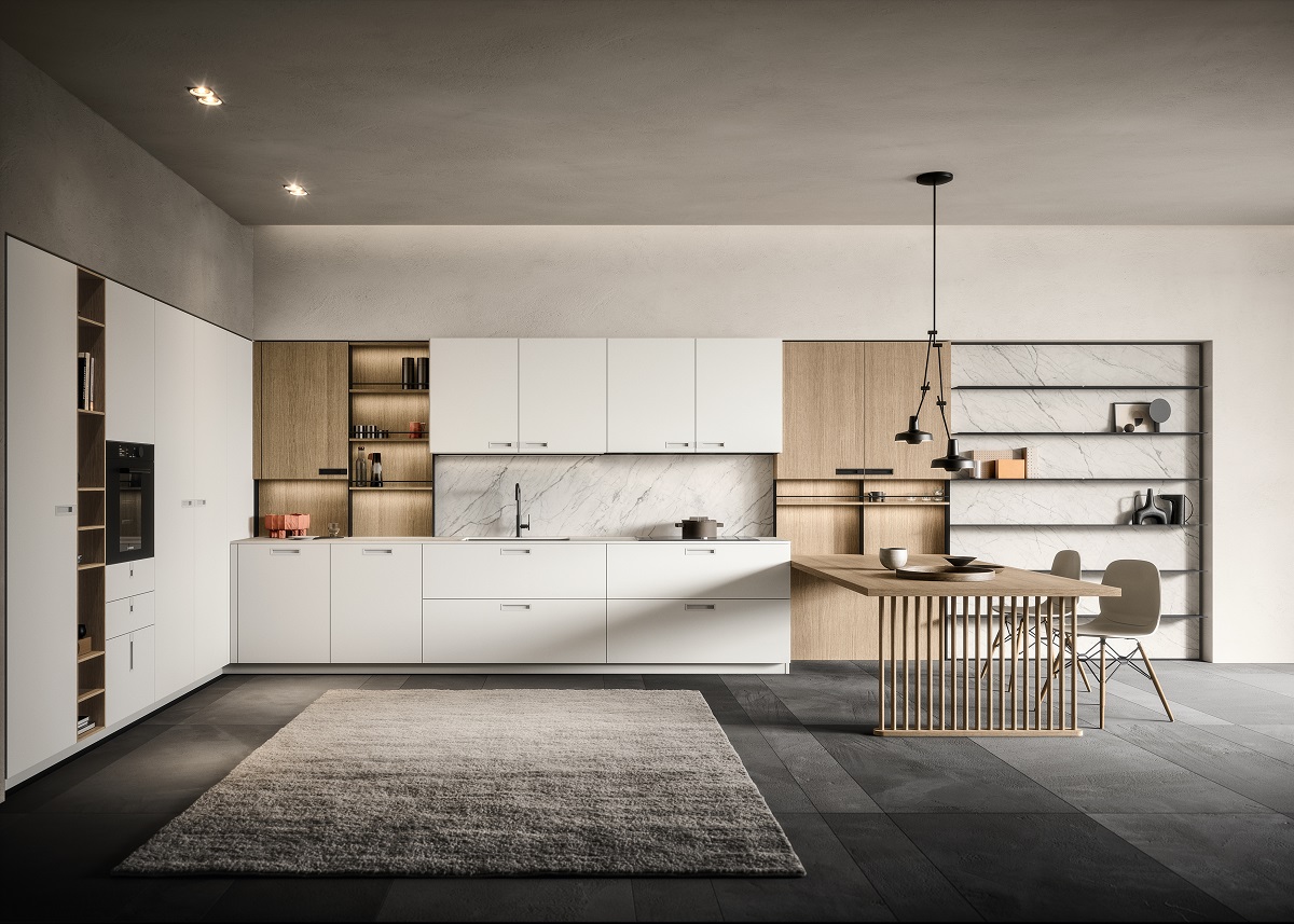 Schienale Sintesi di Arredo3 con basi, colonne e pensili Kalì in PET riciclati Panama e pensili a profondità ridotta Asia nude. www.arredo3.it Schienale Sintesi di Arredo3 con basi, colonne e pensili Kalì in PET riciclati Panama e pensili a profondità ridotta Asia nude. www.arredo3.it
