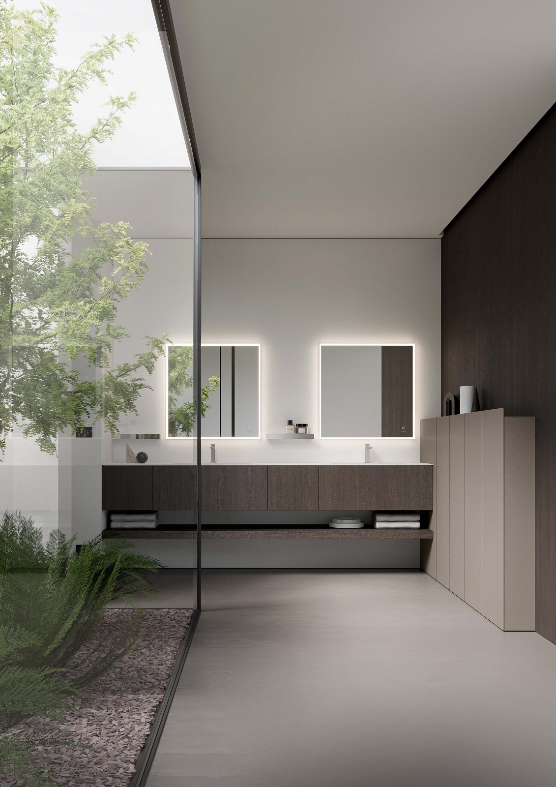 Diventa elemento d’arredo e di contenimento per il bagno e le altre stanze della casa la boiserie a parete Wall di Ideagroup con design by Riccardo Gava. I moduli a terra in svariate larghezze (40 e 80 cm con due ante battenti da 40 cm apribili) e profondità (18 e 28 cm) sono dotati di un elemento ad angolo chiuso e una base terminale apribile. Diventano anche pensili per completare le pareti del bagno. Il designer spiega il progetto: “Wall diventa protagonista nelle nuove abitazioni ma anche negli ambiti più delicati delle ristrutturazioni, sostituendosi potenzialmente alle più usuali soluzioni in cartongesso, andando a nascondere al proprio interno elementi di impiantistica esistenti. Un progetto che offre libertà interpretativa alla creatività del progettista.” Il sistema è proposto nelle finiture Rovere, Grès, laccati opachi, lucidi e metal su finitura liscia e laccati opachi su finitura rovere a poro aperto. Nella soluzione a pensile le ante possono essere realizzate in vetro Fumé o caratterizzate da una “lavorazione a quadretti” o essere “a specchio bifacciali”. www.ideagroup.it – Fuorisalone, Showroom, Via Manzoni 43, Milano.