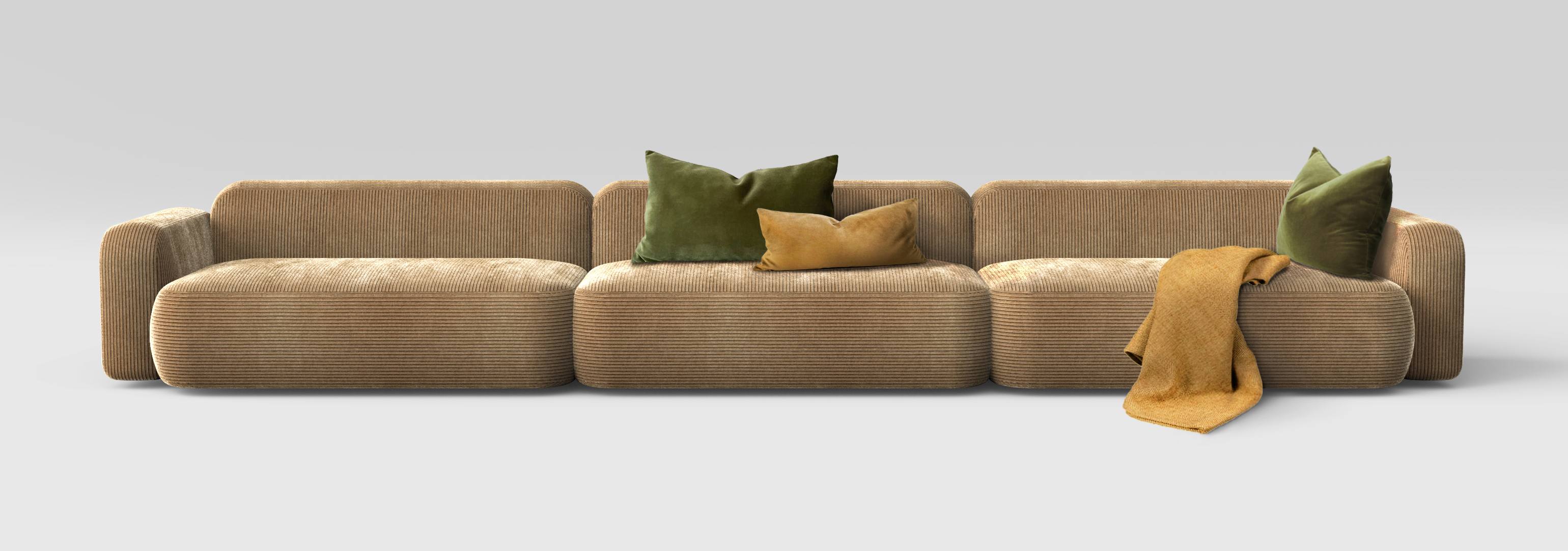 Il divano componibile Dorvan di Désirée si ispira al design degli Anni Settanta; gli elementi con linee morbide e arrotondate sono sfoderabili. Può essere assemblato in composizioni lineari, angolari o a isola, grazie alla solida struttura in tubolari di metallo componibili in cui si incastrano i piedini. Il singolo modulo misura L 105 x P 105/133 x H 65 cm + 2 braccioli da L 28 x P 105 cm. https://www.desiree.com/it - Salone del Mobile, padiglione 14, stand C25.