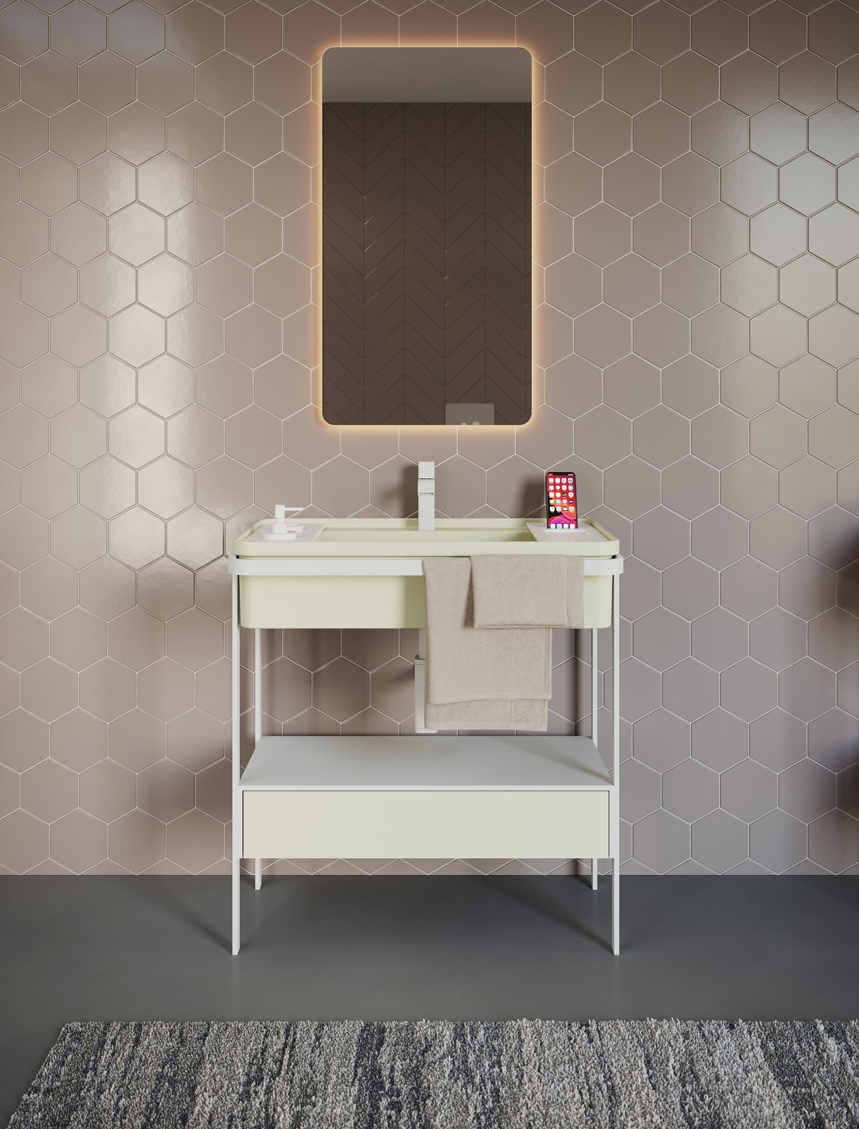 Pilò è il mobile versatile di SDR composto da una struttura in acciaio inox verniciato a polvere e un lavabo in ceramica. Il suo design essenziale e moderno racchiude vani porta oggetti, mensole, piani e nicchie per smartphone, porta sapone, portasciugamani. È disponibile in diverse misure, colori e versioni per una casa dal carattere unico e personale. www.sdrceramiche.it – Salone del Mobile, padiglione 10, stand B04.