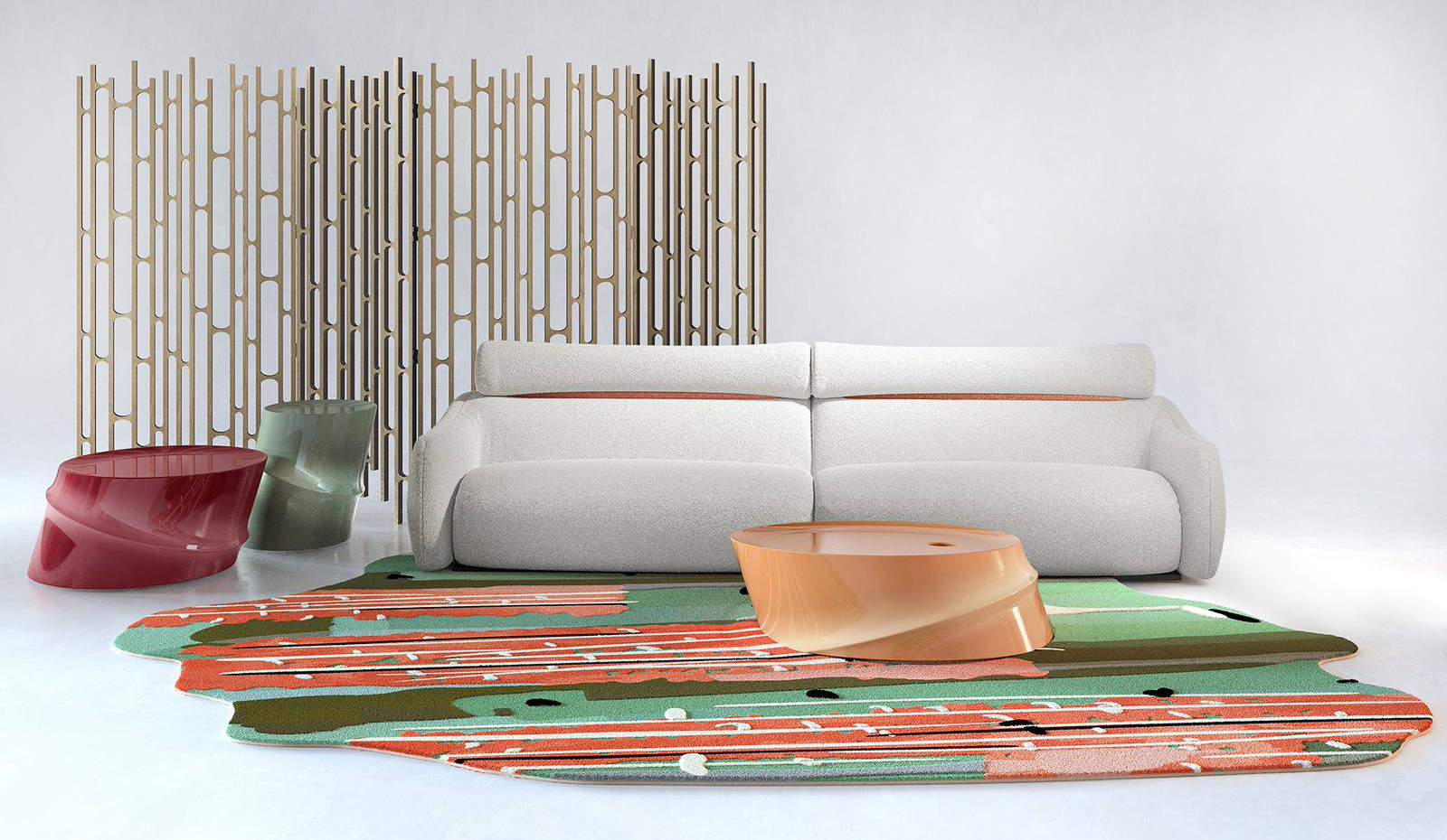 Durante la Milano Design Week Roche Bobois invita a scoprire la collezione Bamboo Mood firmata dalla creativa cinese Jiang Qiong Er e ispirata al bambù, simbolo di valori essenziali come integrità e armonia. Ne fa parte Il paravento, un vero e proprio mobile scultura, disponibile a due, tre o quattro pannelli. Il divano è rivestito con un tessuto stretch a nido d'ape, con filetti verde celadon o color corallo. I tavolini laccati ricordano uno stelo di bamù tagliato. https://www.roche-bobois.com - Fuorisalone, Milano Durini Design, Via Felice Cavallotti 14, Milano