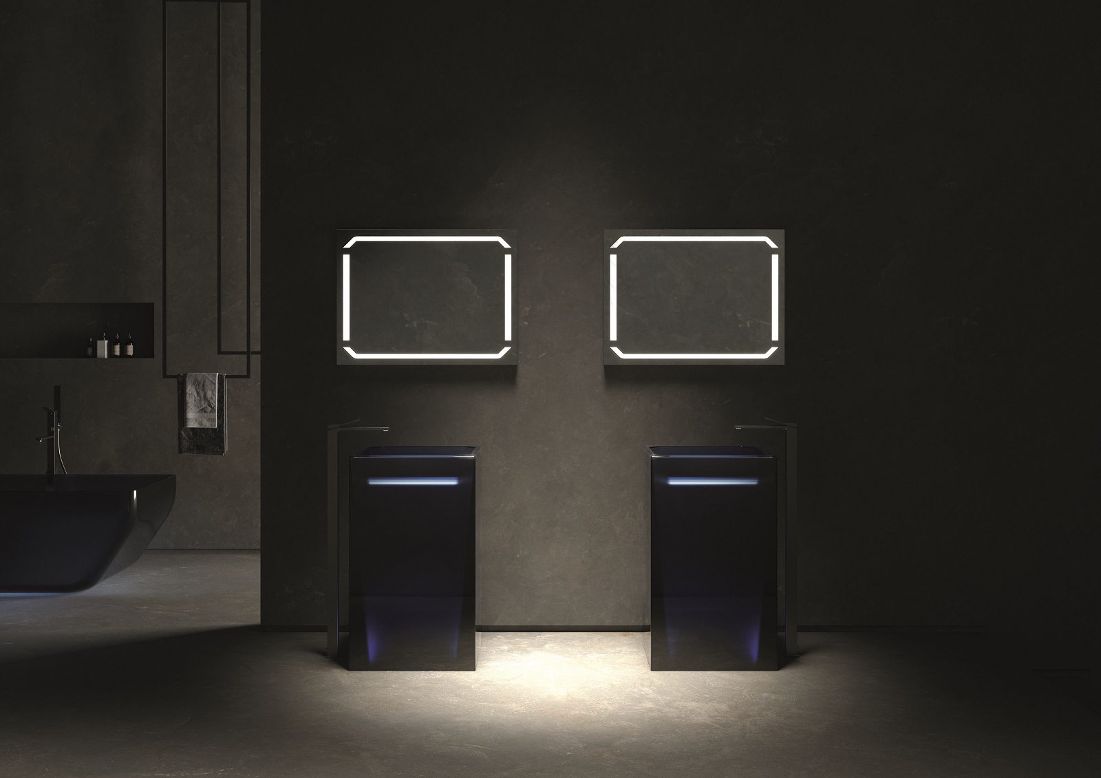 Disegnata dall’architetto Massimo Farinatti, Mirage di Vanità & Casa è una linea di specchi funzionale ed essenziale che si caratterizza per la sorgente luminosa realizzata con LED a basso consumo energetico. La tecnologia brevettata Ghost rende la fonte luminosa totalmente invisibile quando è spenta. La luce può essere accesa per settori separati tramite il Modular Light System, consentendo anche di selezionare il livello di luminosità desiderato, l'intensità e la temperatura del colore. Nei modelli Round e Oval è stata inclusa una mensola portaoggetti integrata alla superficie dello specchio. www.vanitacasa.it – Salone del Mobile, padiglione 10, stand B12.