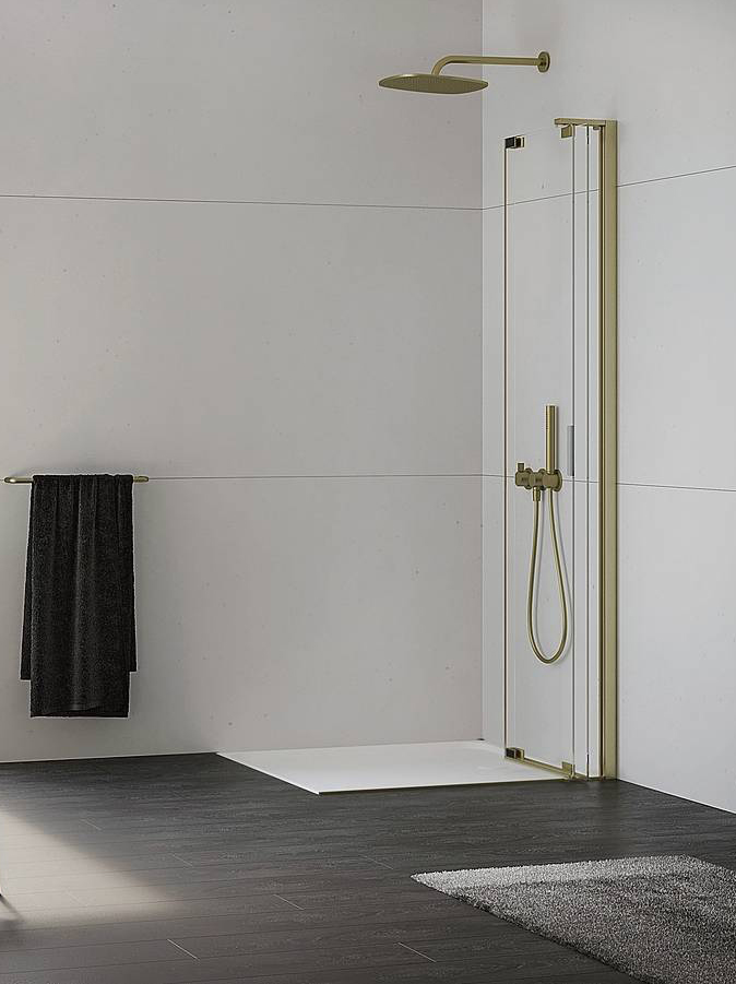 Libero 4000 Colour Up Your Life di Duka è walk in con anta pieghevole; misura L 75 x P 120 x H 200/210. Prezzo su preventivo. www.duka.it