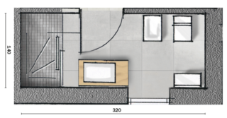 Lo spazio sotto la finestra è interamente sfruttabile. Per la doccia a tutta ampiezza, un box in vetro extra chiaro per alleggerire l'insieme.