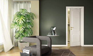 Talèa T25F di Flessya rototraslante, in laccato bianco 9010, maniglia Apri ottone lucido, misura L 80 x H 210 cm e costa 1.224 euro + Iva. www.flessya.com