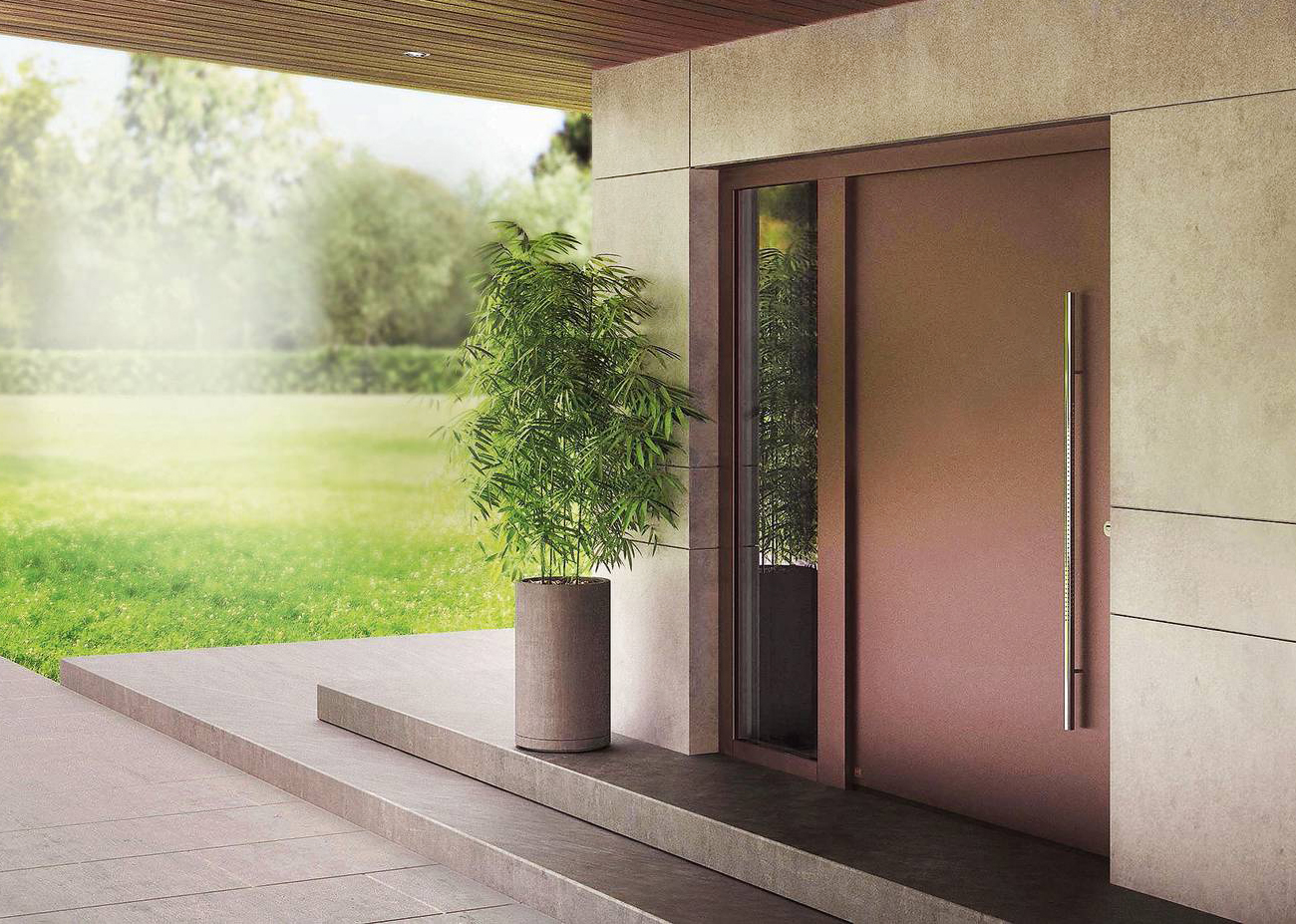 ThermoCarbon di Hörmann di serie in classe RC3 di sicurezza ma disponibile anche RC4, ha bloccaggio a 9 punti e cerniere occultate antiscardinamento. La struttura di alluminio e carbonio incrementa anche l’isolamento acustico e termico grazie a un pannello di riempimento di schiuma rigida
di poliuretano. Le finestrature sono di vetro stratificato antischegge (spessore 8 mm)
e il portoncino può essere motorizzato
con tecnologia BiSecur, che sfrutta
la codifica AES 128 e reagisce
a inserimento di codice, lettura di impronta digitale, comandi via smartphone.
Disponibile in diverse finiture
e colorazioni, prezzo su richiesta
www.hormann.it