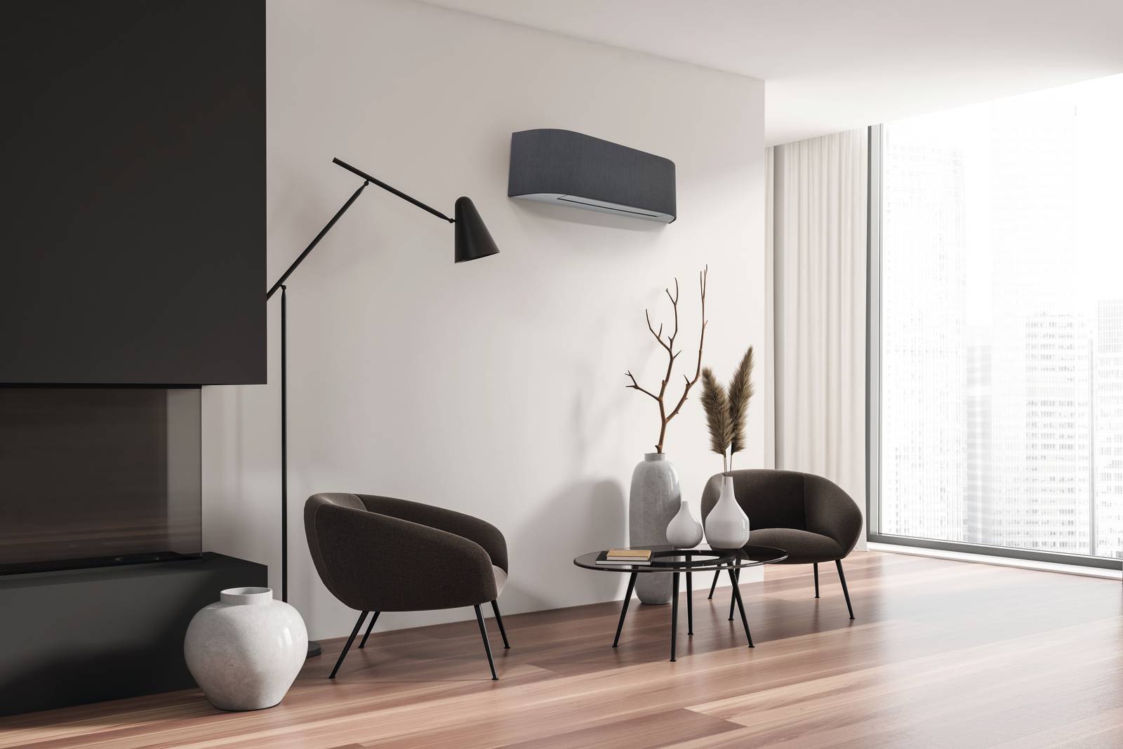 climatizzatore Toshiba HAORI_ambientazione Dark grey colore di serie climatizzatore Toshiba HAORI_ambientazione Dark grey colore di serie