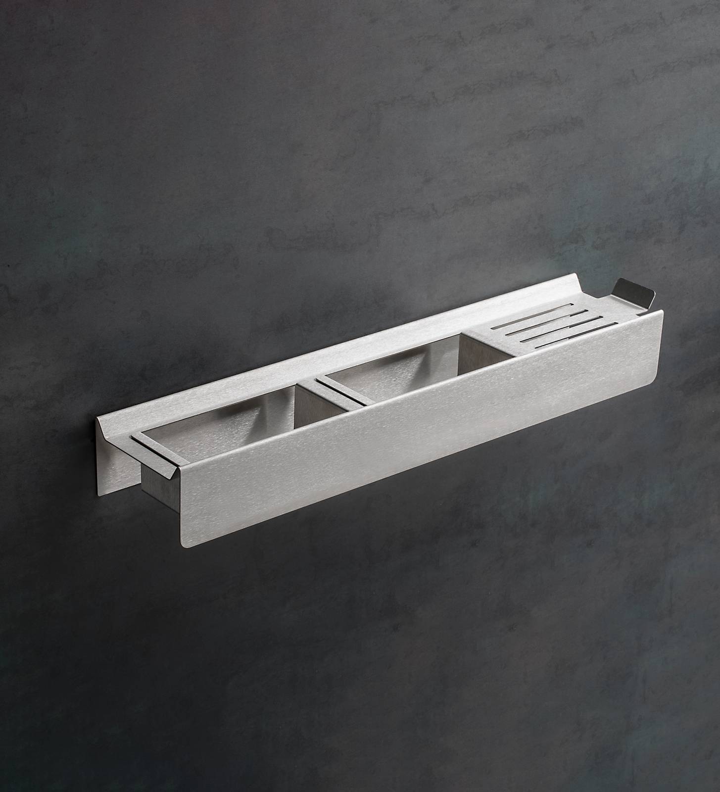 Mensola porta oggetti con vaschette removibili, porta spugna e gancio Mensola porta oggetti con vaschette removibili, porta spugna e gancio