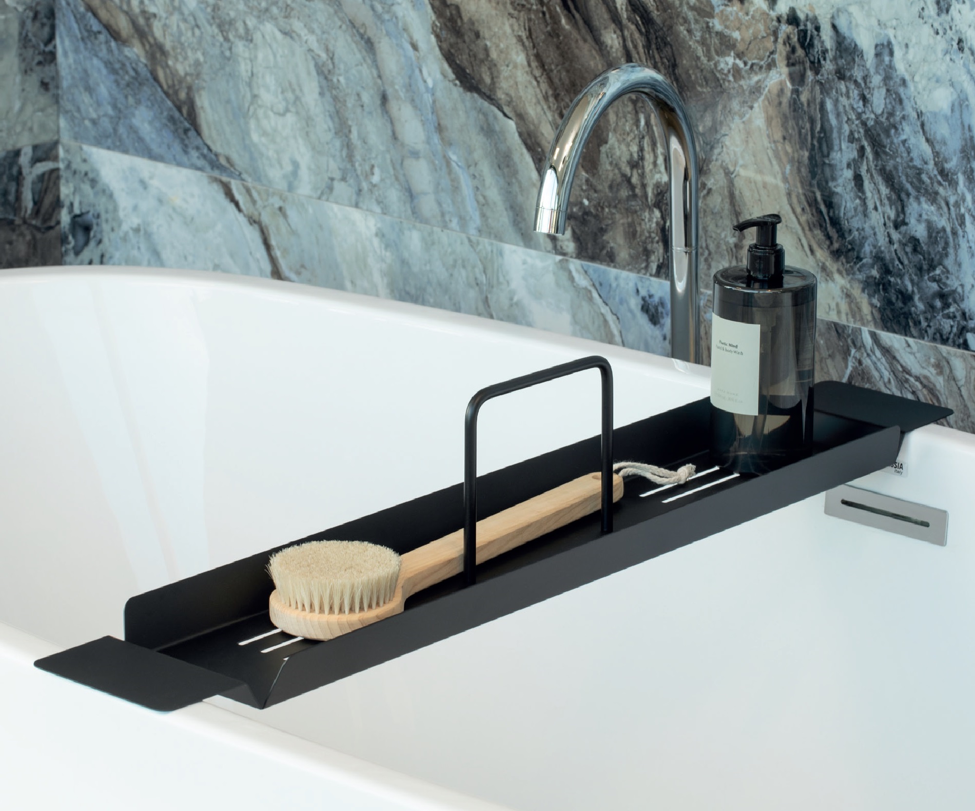 Mensola porta oggetti con vaschette removibili, porta spugna e gancio Mensola porta oggetti con vaschette removibili, porta spugna e gancio