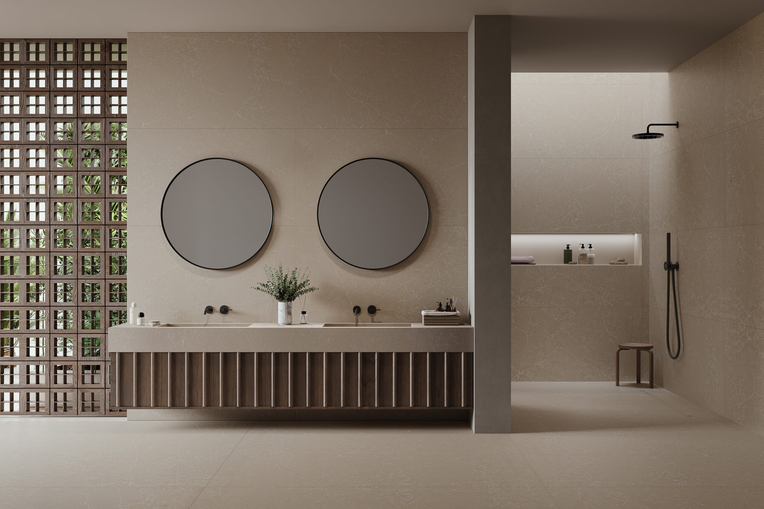 Per il bagno, lastre in Ecotone di Quartzforms collezione New Era