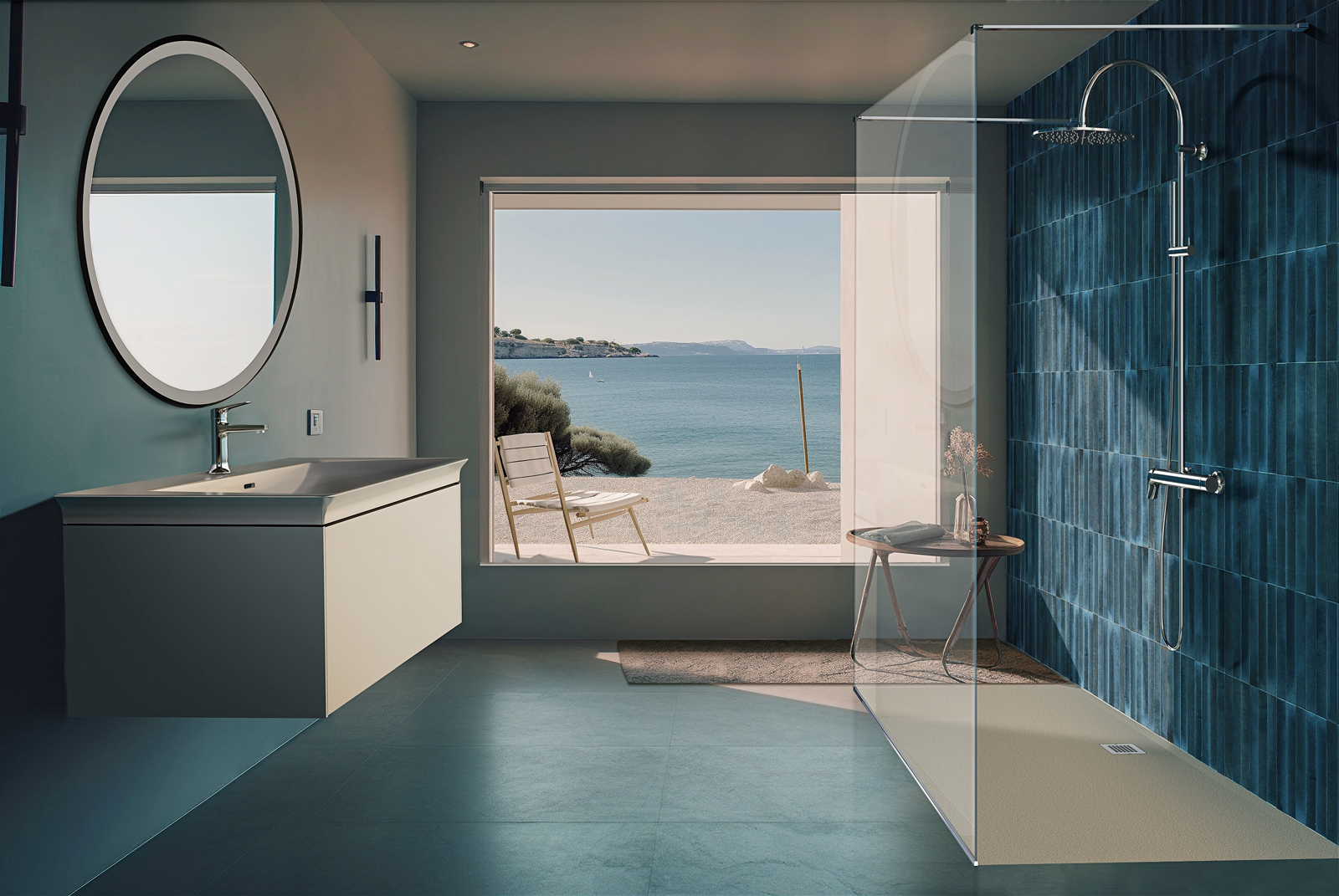 Atelier Collections, lavabo e miscelatori La Dolce Vita® con mobile Conca