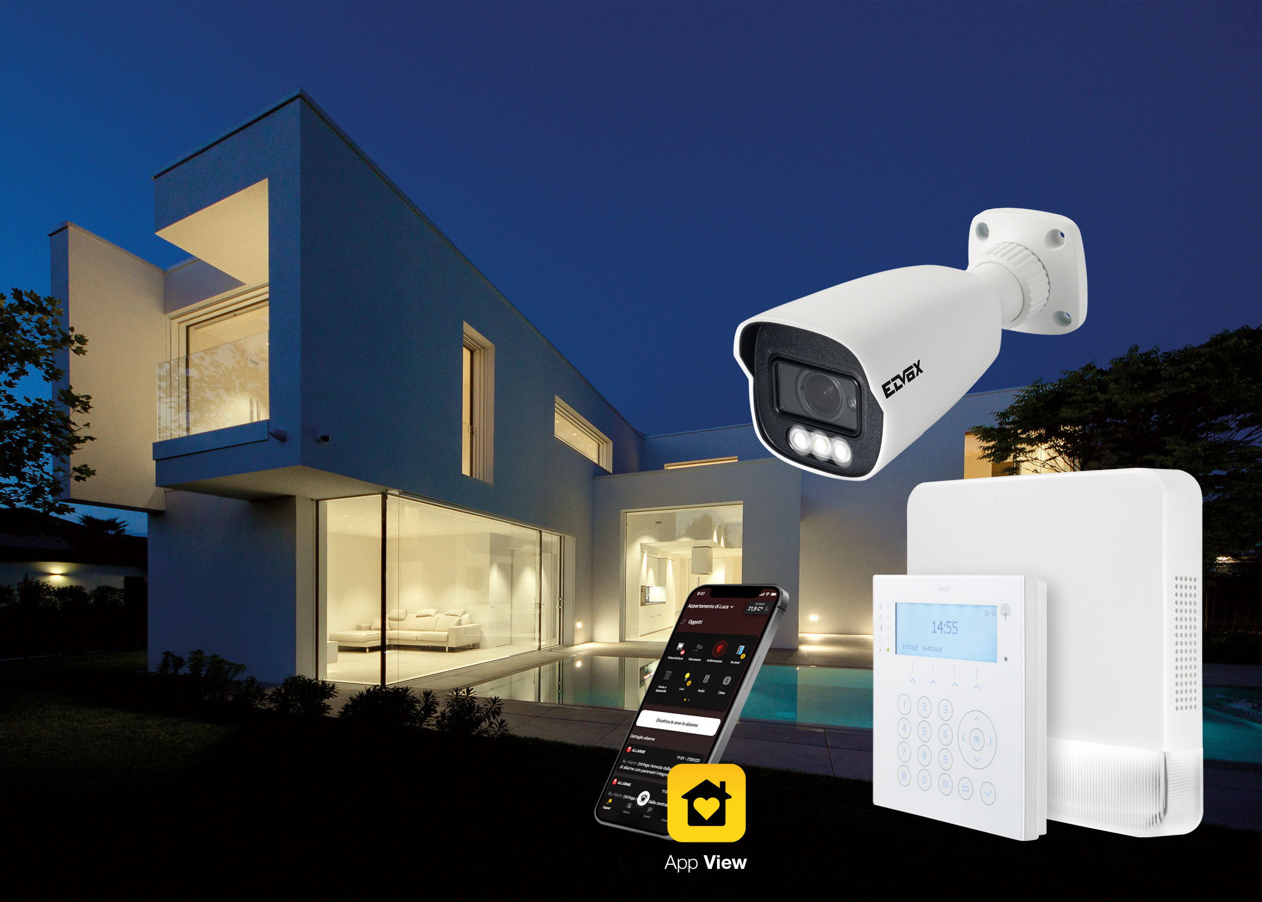 Il sistema di antintrusione By-alarm Plus di Vimar, con certificazione IMQ fino al grado 3 (che garantisce e certifica la qualità e la conformità dei prodotti elettrici ai requisiti delle norme CEI ed EN), è dotato dei seguenti elementi: centrali di controllo per 25, 65 e 125 zone; installazione da parete con scatola plastica, metallo e da incasso con centralino, per alimentatori, gateway antintrusione, schede di espansione di ingressi/uscite, scheda radio, scheda GSM, sintesi vocale; sirene nelle varianti filare, bus e radio; tastiere da parete nelle varianti con e senza transponder, fornite di display e tasti retroilluminati. Inoltre, sono disponibili 5 kit per favorire la base d’impianto per diverse opzioni (25 zone con/senza sensori e per installazione a centralino, 65 zone con sensori, kit per espansione radio) che offrono quindi la possibilità e la flessibilità di creare il proprio impianto su misura. Un’attenzione particolare è stata data anche all’estetica dei componenti: la sirena da esterno, progettata per essere installata anche in luoghi esposti a intemperie e sbalzi di temperatura, ha una profondità di soli 50 mm ed è pensata per garantire la massima sicurezza, con protezioni anti-apertura, anti-strappo e antischiuma. La tastiera è semplice, compatta e funzionale, con un’interfaccia intuitiva. Il suo design leggero si integra perfettamente negli ambienti e con tutte le serie civili Vimar. È un sistema flessibile ed espandibile in ogni momento, anche in radiofrequenza su protocollo ad altissima affidabilità e consente di controllare una serie di dispositivi predisposti. In questo modo è possibile allarmare altre zone dell’abitazione senza effettuare opere murarie. È totalmente integrabile con il sistema domotico By-me Plus. Grazie a questa integrazione, attraverso la nuova app View, il cliente ha un’unica applicazione per tutti gli impianti di casa, dal domotico a quello di videocitofonia. Attraverso l’app è possibile infatti attivare e disattivare l’allarme, gestire lo stato di attivazione delle zone e visualizzare lo streaming live delle telecamere, sia in locale che da remoto. Con un’unica applicazione si possono quindi gestire gli aspetti di comfort, sicurezza, comunicazione e risparmio energetico. https://www.vimar.com Il sistema di antintrusione By-alarm Plus di Vimar, con certificazione IMQ fino al grado 3 (che garantisce e certifica la qualità e la conformità dei prodotti elettrici ai requisiti delle norme CEI ed EN), è dotato dei seguenti elementi: centrali di controllo per 25, 65 e 125 zone; installazione da parete con scatola plastica, metallo e da incasso con centralino, per alimentatori, gateway antintrusione, schede di espansione di ingressi/uscite, scheda radio, scheda GSM, sintesi vocale; sirene nelle varianti filare, bus e radio; tastiere da parete nelle varianti con e senza transponder, fornite di display e tasti retroilluminati. Inoltre, sono disponibili 5 kit per favorire la base d’impianto per diverse opzioni (25 zone con/senza sensori e per installazione a centralino, 65 zone con sensori, kit per espansione radio) che offrono quindi la possibilità e la flessibilità di creare il proprio impianto su misura. Un’attenzione particolare è stata data anche all’estetica dei componenti: la sirena da esterno, progettata per essere installata anche in luoghi esposti a intemperie e sbalzi di temperatura, ha una profondità di soli 50 mm ed è pensata per garantire la massima sicurezza, con protezioni anti-apertura, anti-strappo e antischiuma. La tastiera è semplice, compatta e funzionale, con un’interfaccia intuitiva. Il suo design leggero si integra perfettamente negli ambienti e con tutte le serie civili Vimar. È un sistema flessibile ed espandibile in ogni momento, anche in radiofrequenza su protocollo ad altissima affidabilità e consente di controllare una serie di dispositivi predisposti. In questo modo è possibile allarmare altre zone dell’abitazione senza effettuare opere murarie. È totalmente integrabile con il sistema domotico By-me Plus. Grazie a questa integrazione, attraverso la nuova app View, il cliente ha un’unica applicazione per tutti gli impianti di casa, dal domotico a quello di videocitofonia. Attraverso l’app è possibile infatti attivare e disattivare l’allarme, gestire lo stato di attivazione delle zone e visualizzare lo streaming live delle telecamere, sia in locale che da remoto. Con un’unica applicazione si possono quindi gestire gli aspetti di comfort, sicurezza, comunicazione e risparmio energetico. https://www.vimar.com