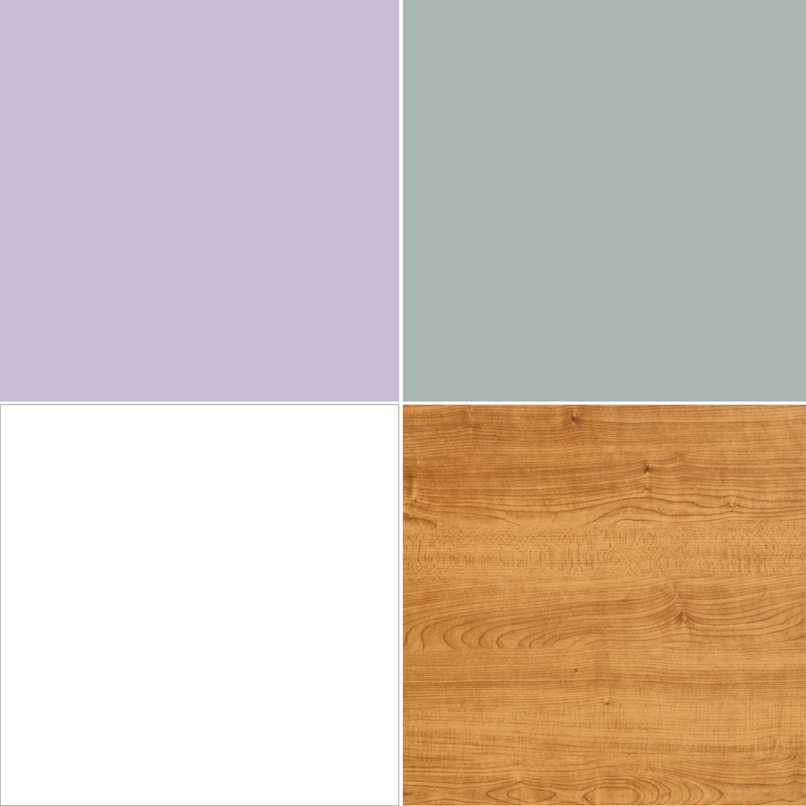 abbinamento lilla con verde chiaro bianco e legno mogano