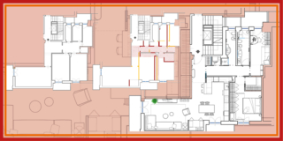 progetto architetto Ornella Musilli con cucina spostata vicino al soggiorno, nuova cabina armadio e ripostiglio