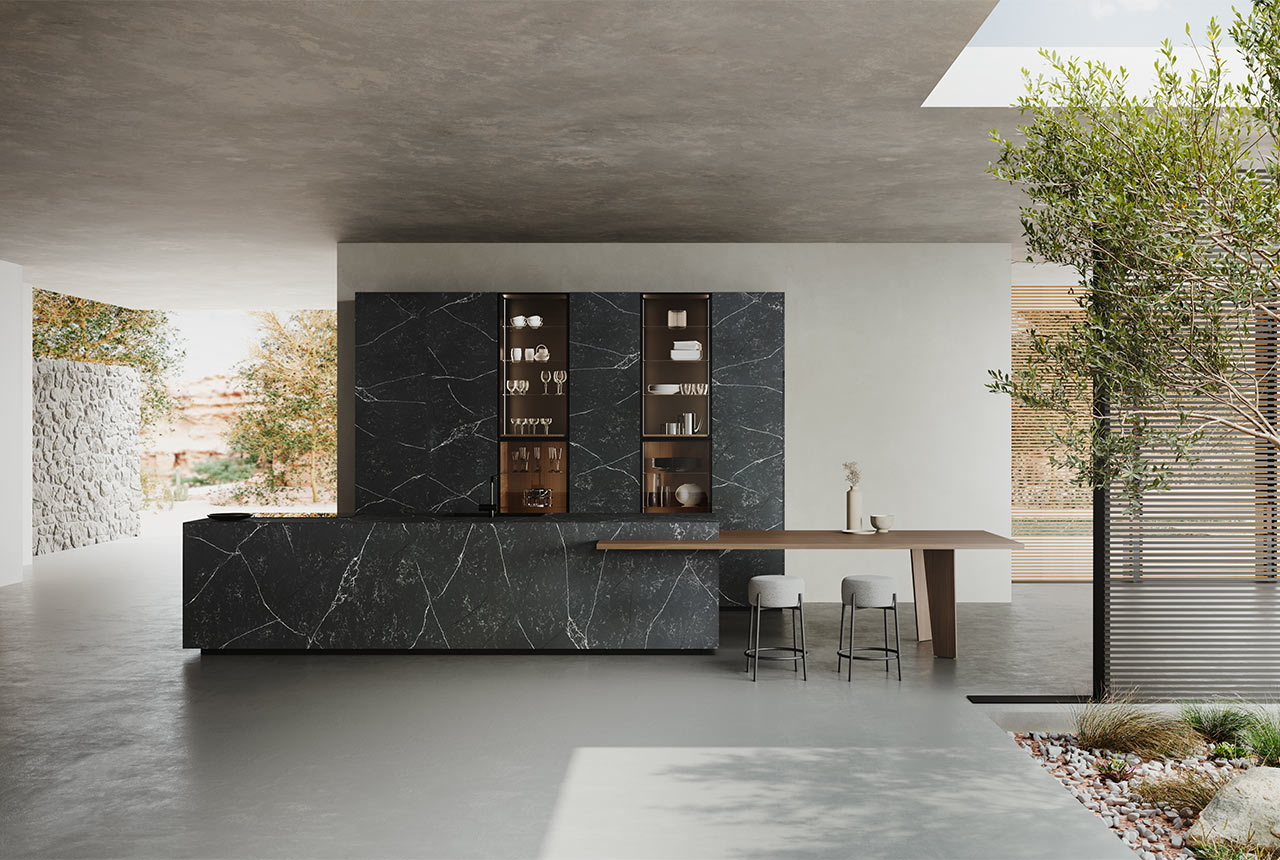 Per la cucina, lastre in Ecotone di Quartzforms collezione New Era