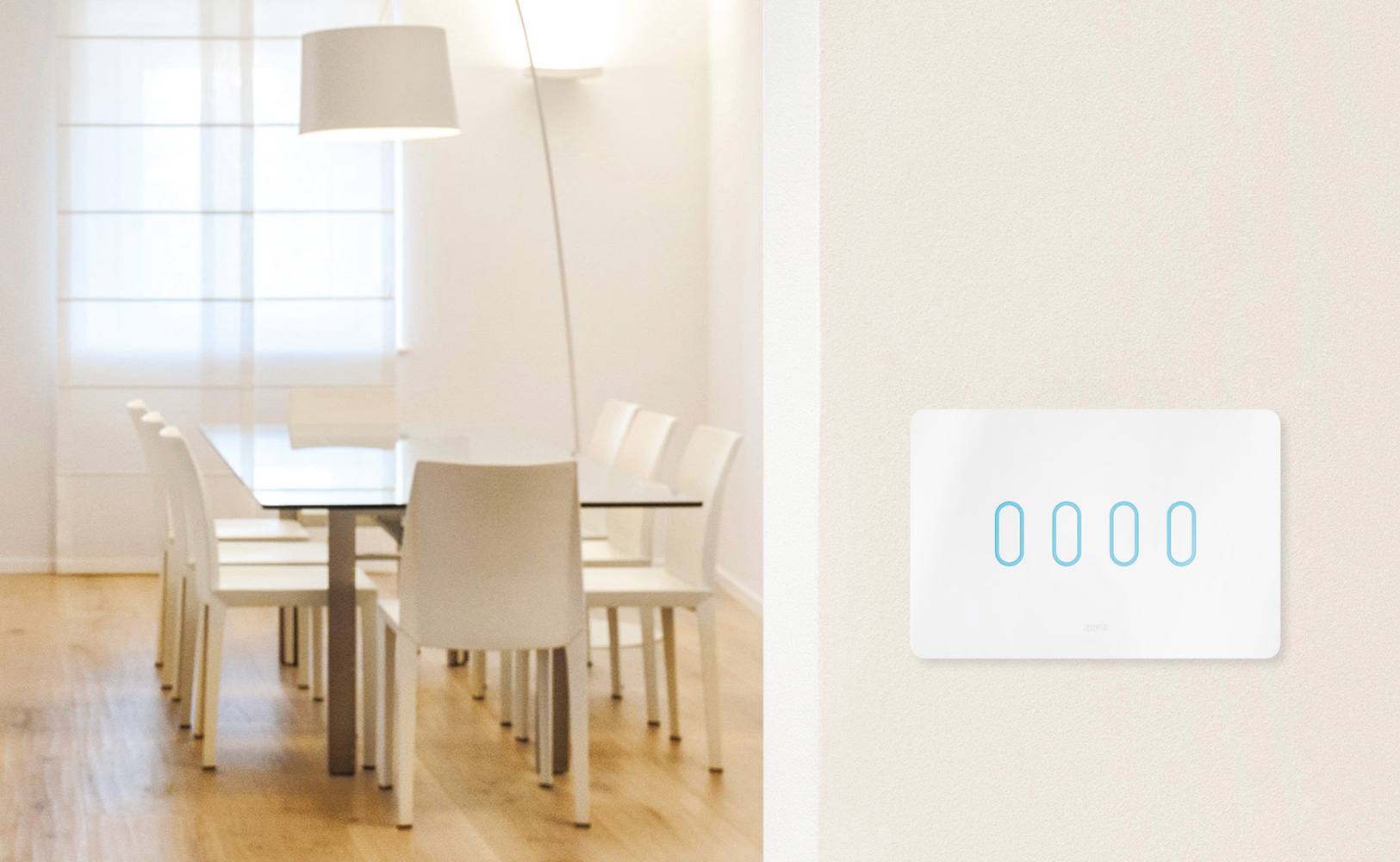 La collezione di placche Pills in Corian® è disponibile anche in versione touch