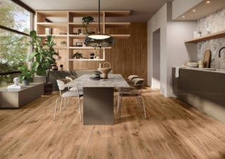 RAK Ceramics_Cersaie24_Flake Stone + Sapien Wood RAK Ceramics_Cersaie24_Flake Stone + Sapien Wood