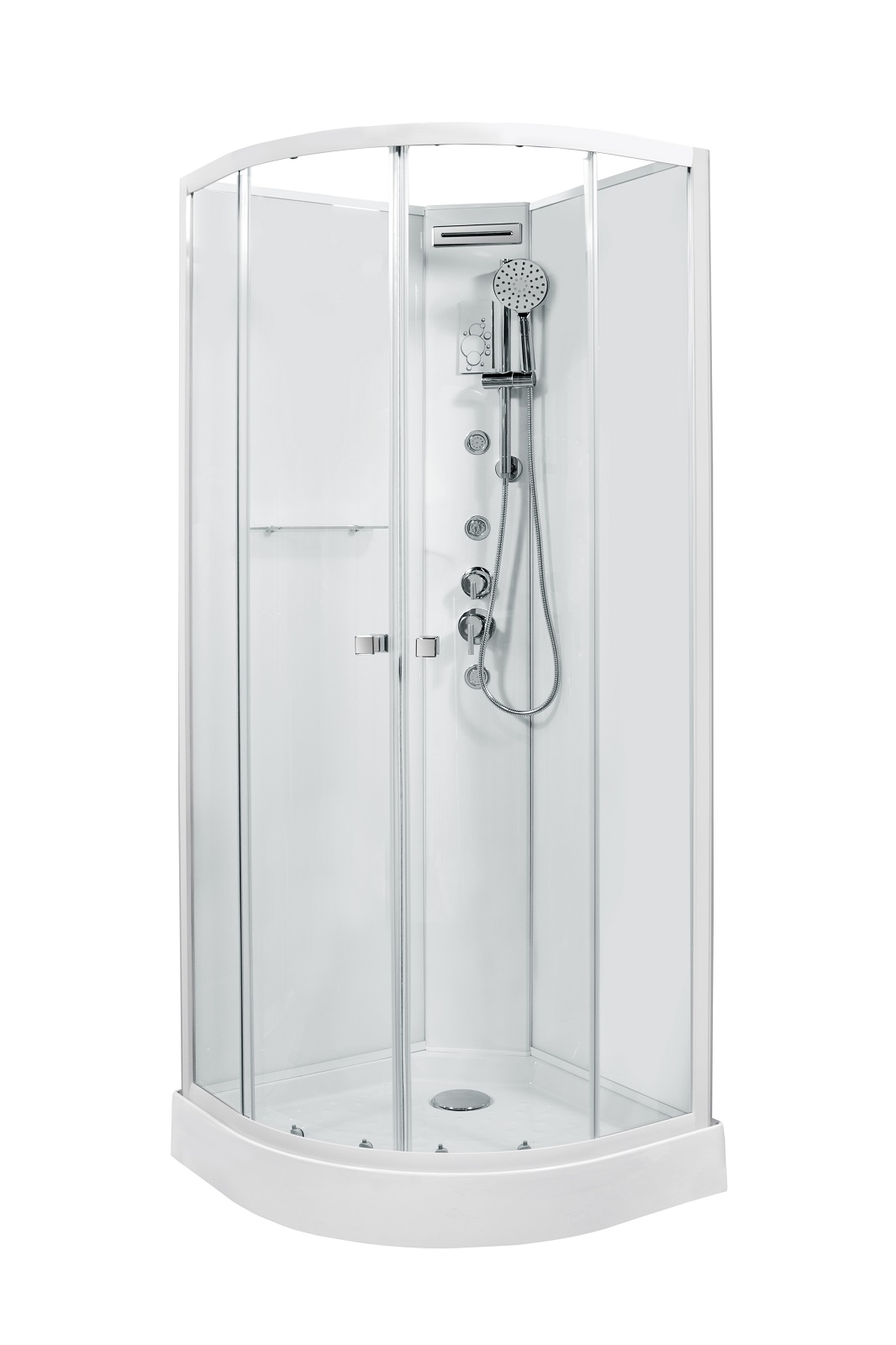 La cabina doccia semicircolare Alxa 80 di OBI è completa di doccetta, bodyjets, mensola porta oggetti, getto a cascata e porte con chiusura magnetica. Misura L 80 x P 80 x H 215 cm. Prezzo 579 euro. www.obi-italia.it La cabina doccia semicircolare Alxa 80 di OBI è completa di doccetta, bodyjets, mensola porta oggetti, getto a cascata e porte con chiusura magnetica. Misura L 80 x P 80 x H 215 cm. Prezzo 579 euro. www.obi-italia.it