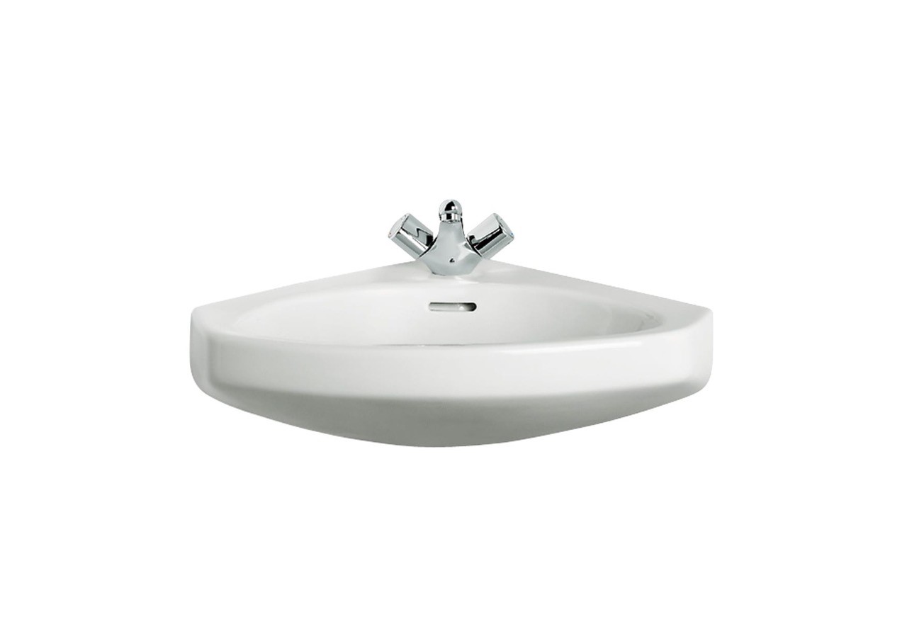 Il lavabo angolare a muro di Roca con troppopieno in ceramica bianca misura L 44 x P 52 cm. Prezzo, Iva esclusa, 168 euro. www.roca.it Il lavabo angolare a muro di Roca con troppopieno in ceramica bianca misura L 44 x P 52 cm. Prezzo, Iva esclusa, 168 euro. www.roca.it
