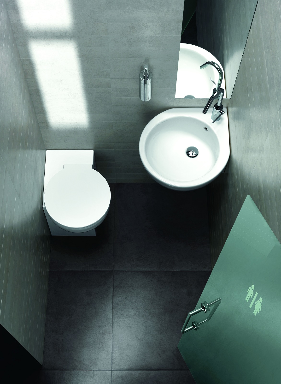 Il lavabo sospeso a muro ad angolo You&Me di Hatria bianco lucido è disponibile nella versione destra e sinistra e può essere installato anche a centro parete. Misura L 46 x P 46 cm. Prezzo, Iva esclusa 308 euro. www.hatria.com Il lavabo sospeso a muro ad angolo You&Me di Hatria bianco lucido è disponibile nella versione destra e sinistra e può essere installato anche a centro parete. Misura L 46 x P 46 cm. Prezzo, Iva esclusa 308 euro. www.hatria.com