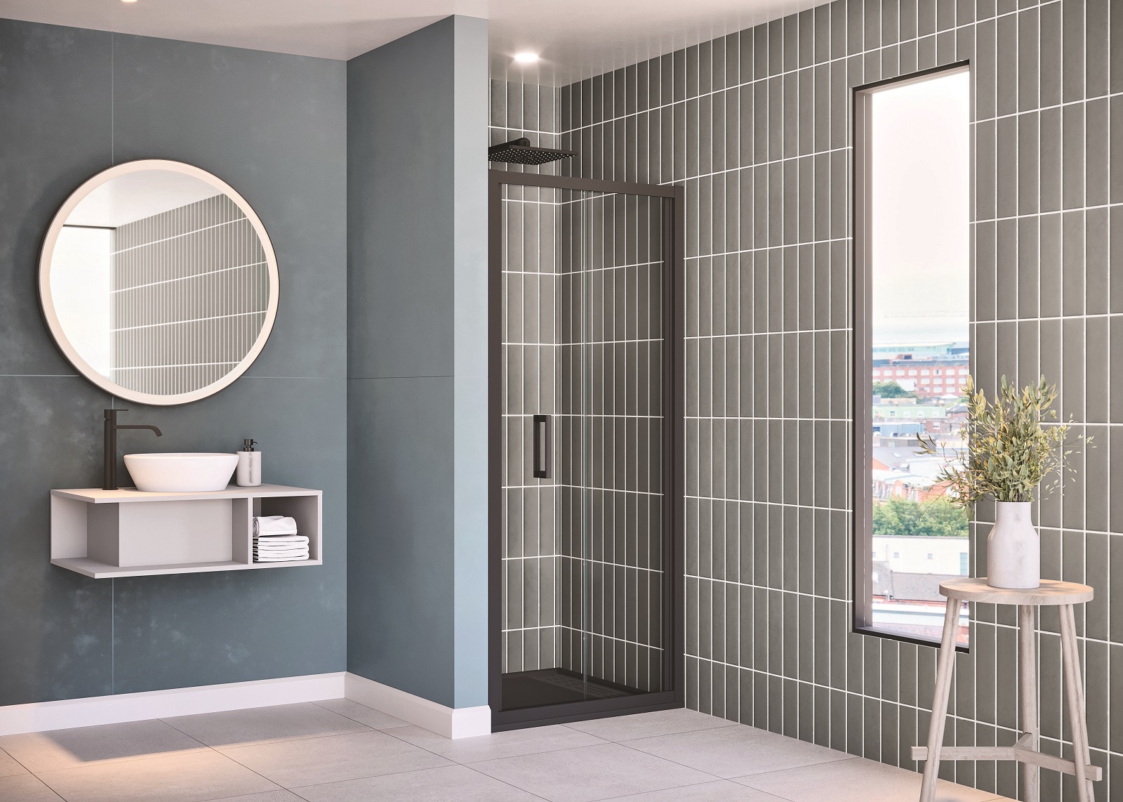 Ha profili con finitura nero opaco in alluminio anodizzato la porta doccia scorrevole a soffietto Renu di Iperceramica per nicchia con apertura verso l’interno. L’estensibilità è di 84/90 cm. Il cristallo trasparente con trattamento anticalcare ClearVue ha uno spessore di 6 mm. Misura L 90 x H 195 cm. Prezzo 728 euro.  https://www.iperceramica.it/it/ita/box-doccia Ha profili con finitura nero opaco in alluminio anodizzato la porta doccia scorrevole a soffietto Renu di Iperceramica per nicchia con apertura verso l’interno. L’estensibilità è di 84/90 cm. Il cristallo trasparente con trattamento anticalcare ClearVue ha uno spessore di 6 mm. Misura L 90 x H 195 cm. Prezzo 728 euro.  https://www.iperceramica.it/it/ita/box-doccia