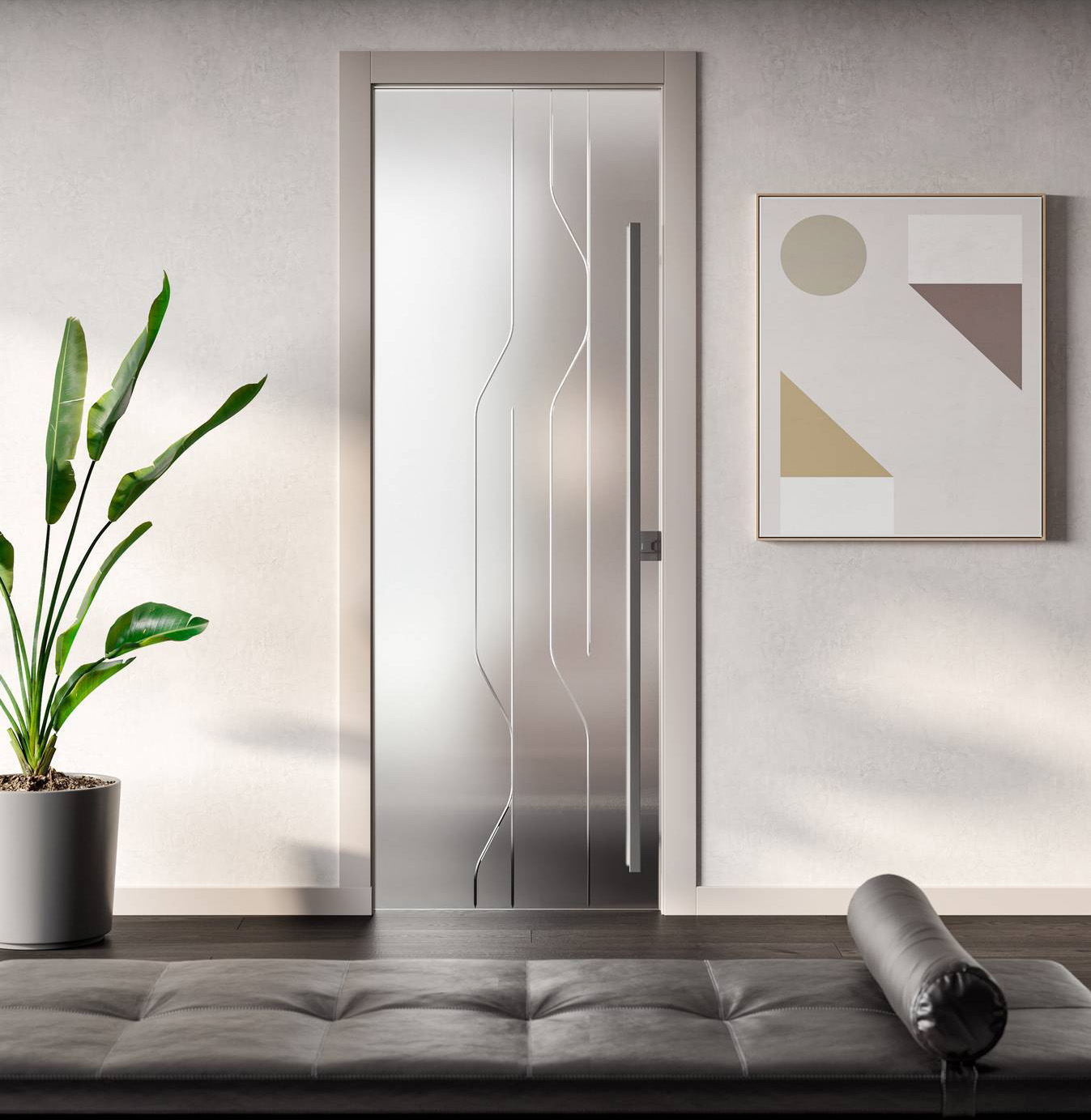 Fa parte della collezione le Originali di Bertolotto il modello Geometrica Alaska Incisa 3045 è la porta a scomparsa con apertura scorrevole. Realizzata  in vetro trasparente extra-chiaro, laccato opaco fango è dotata di maniglione Asso large, l'anta è composta da una lastra di vetro da 8mm temperato di sicurezza secondo la norma UNI EN 12150-1 molto più resistente ed elastico rispetto ai vetri tradizionali, i vetri possono essere sabbiati, incisi o con acquerelli. Prezzo a preventivo www.bertolotto.com Fa parte della collezione le Originali di Bertolotto il modello Geometrica Alaska Incisa 3045 è la porta a scomparsa con apertura scorrevole. Realizzata  in vetro trasparente extra-chiaro, laccato opaco fango è dotata di maniglione Asso large, l'anta è composta da una lastra di vetro da 8mm temperato di sicurezza secondo la norma UNI EN 12150-1 molto più resistente ed elastico rispetto ai vetri tradizionali, i vetri possono essere sabbiati, incisi o con acquerelli. Prezzo a preventivo www.bertolotto.com