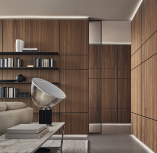 All’insegna del massimo rigore geometrico la porta scorrevole Velaria di Rimadesio valorizza al massimo le qualità estetiche esclusive del vetro grazie ad un profilo strutturale in alluminio di minimo spessore. Un sistema dotato di innovative soluzioni tecniche brevettate, per garantire la più ampia libertà progettuale, associata alla semplicità di installazione. I pannelli vengono realizzati sempre su misura, in foto struttura in alluminio finitura bronzo e vetro trasparente, misure e prezzo a progetto. www.rimadesio.com All’insegna del massimo rigore geometrico la porta scorrevole Velaria di Rimadesio valorizza al massimo le qualità estetiche esclusive del vetro grazie ad un profilo strutturale in alluminio di minimo spessore. Un sistema dotato di innovative soluzioni tecniche brevettate, per garantire la più ampia libertà progettuale, associata alla semplicità di installazione. I pannelli vengono realizzati sempre su misura, in foto struttura in alluminio finitura bronzo e vetro trasparente, misure e prezzo a progetto. www.rimadesio.com