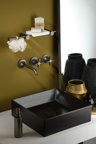 Diametro35 Cross, miscelatore a tre fori a incasso per lavabo.