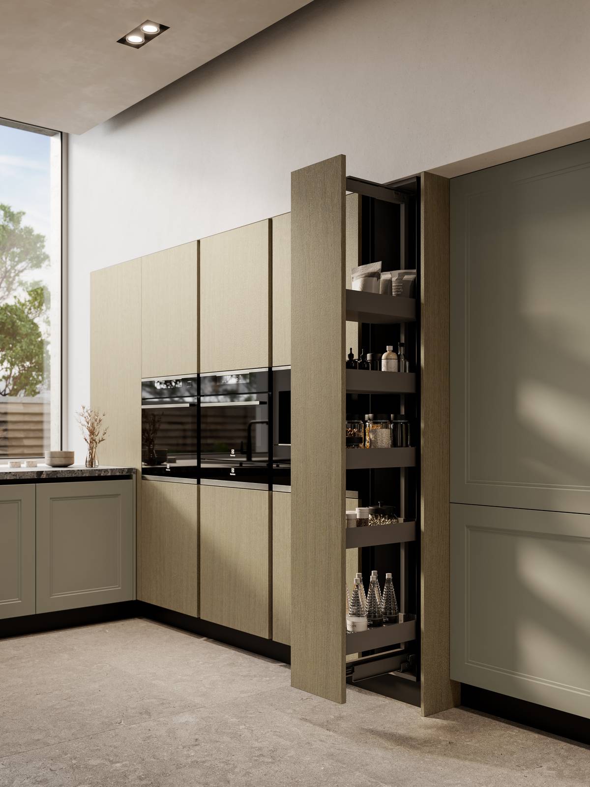 Colonna estraibile con interni grigio Orion della cucina Meg Colonna estraibile con interni grigio Orion della cucina Meg