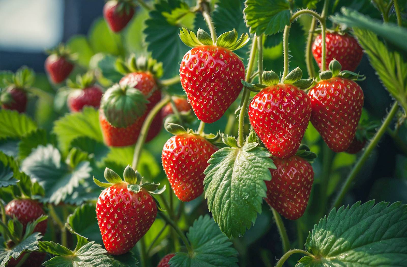 Le foglie di fragola sono oblunghe e seghettate, leggermente pelose e morbide al tatto. Le foglie di fragola sono oblunghe e seghettate, leggermente pelose e morbide al tatto.